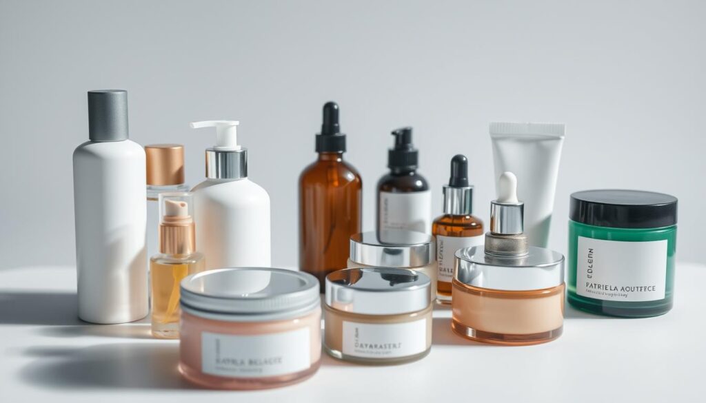 A close-up view of a variety of authentic cosmetic products, including bottles, tubes, and jars, arranged on a plain white background. The lighting is soft and diffused, creating an even, shadowless illumination that highlights the textures and details of the products. The composition is clean and minimalist, with the cosmetics taking center stage. The overall mood is one of purity, quality, and attention to detail, conveying the essence of authenticity in the cosmetics industry. A close-up view of a variety of authentic cosmetic products, including bottles, tubes, and jars, arranged on a plain white background. The lighting is soft and diffused, creating an even, shadowless illumination that highlights the textures and details of the products. The composition is clean and minimalist, with the cosmetics taking center stage. The overall mood is one of purity, quality, and attention to detail, conveying the essence of authenticity in the cosmetics industry.